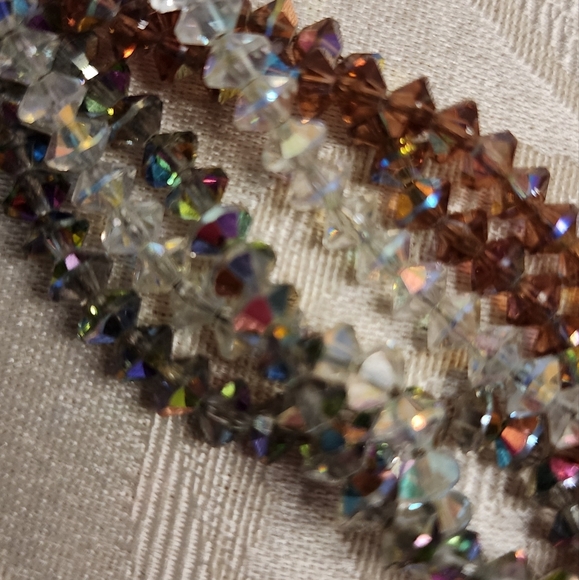 BERGERE Vintage 70's Rare Glass Beads Aurora Borealis Multistrand Necklace - Picture 7 of 16